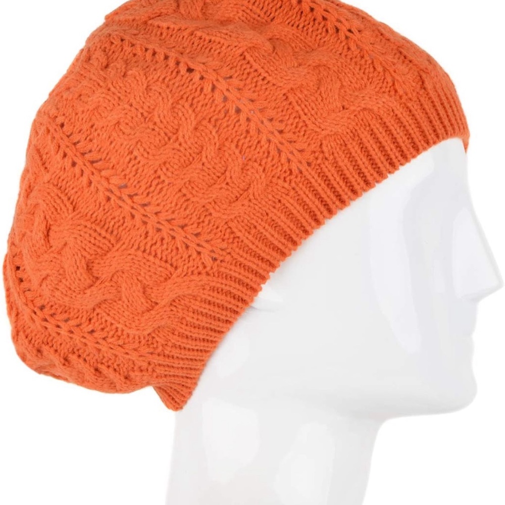 Orange Soft Beanie, Chic, and Lightweight Crochet Knitted Style Beani… - Picture 3 of 4